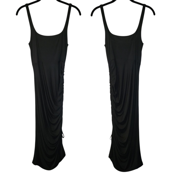 Intimately Free People Black Slinky Stretchy Ruched Side Little Black Dress Sz S - Picture 1 of 12